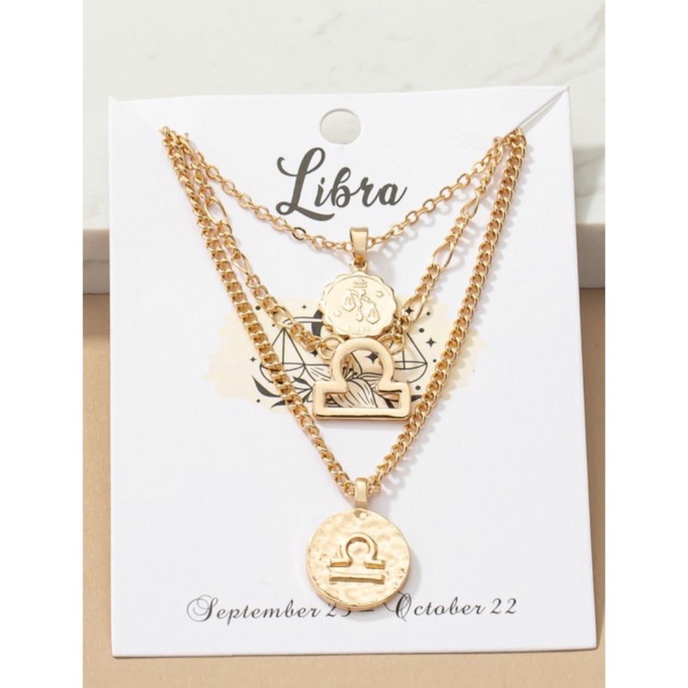 Libra zodiac layered necklace